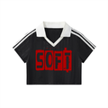 Contrast Collar Striped Cropped Jersey