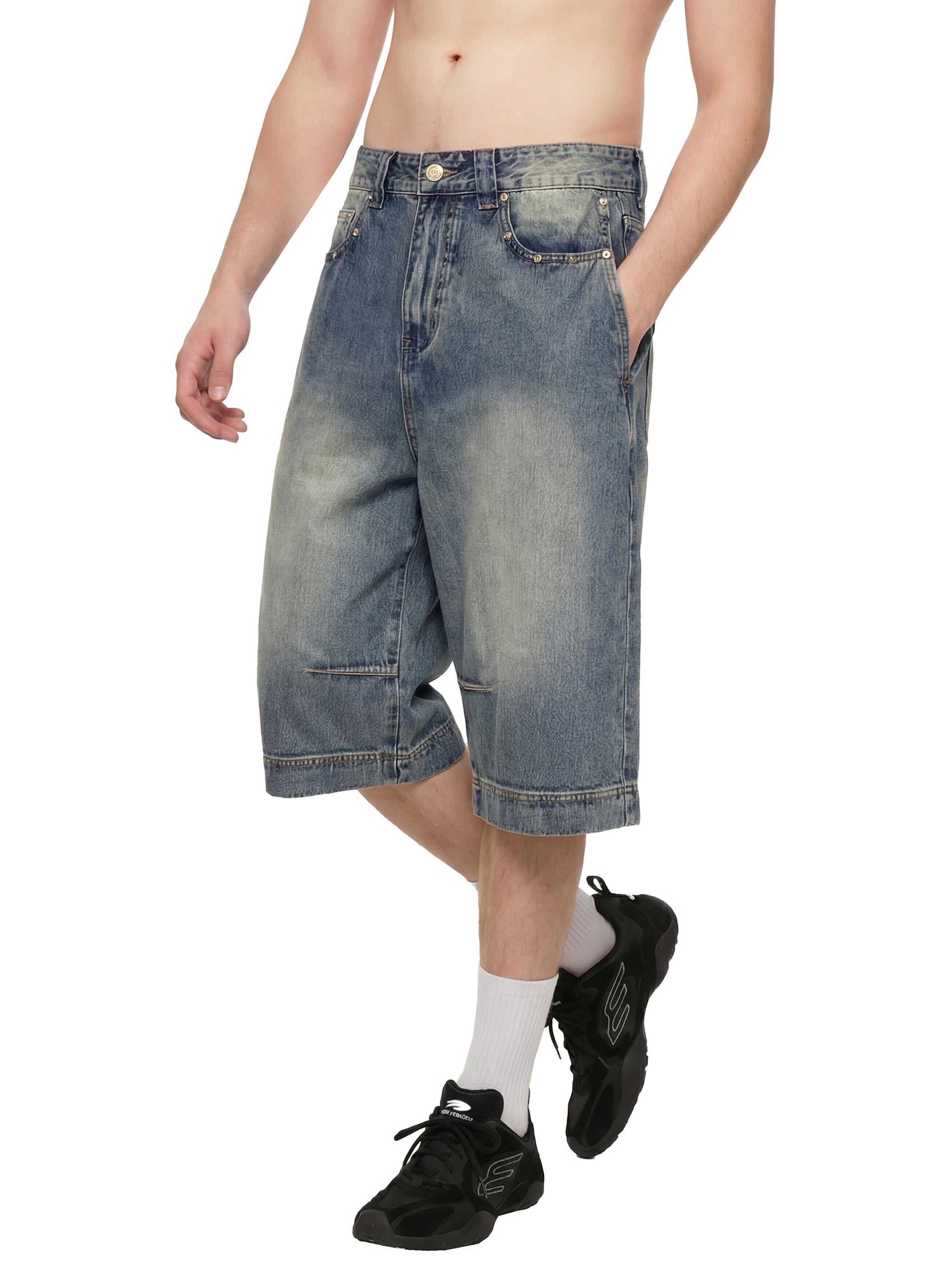 Baggy three-quarter jeans ( unisex jeans)