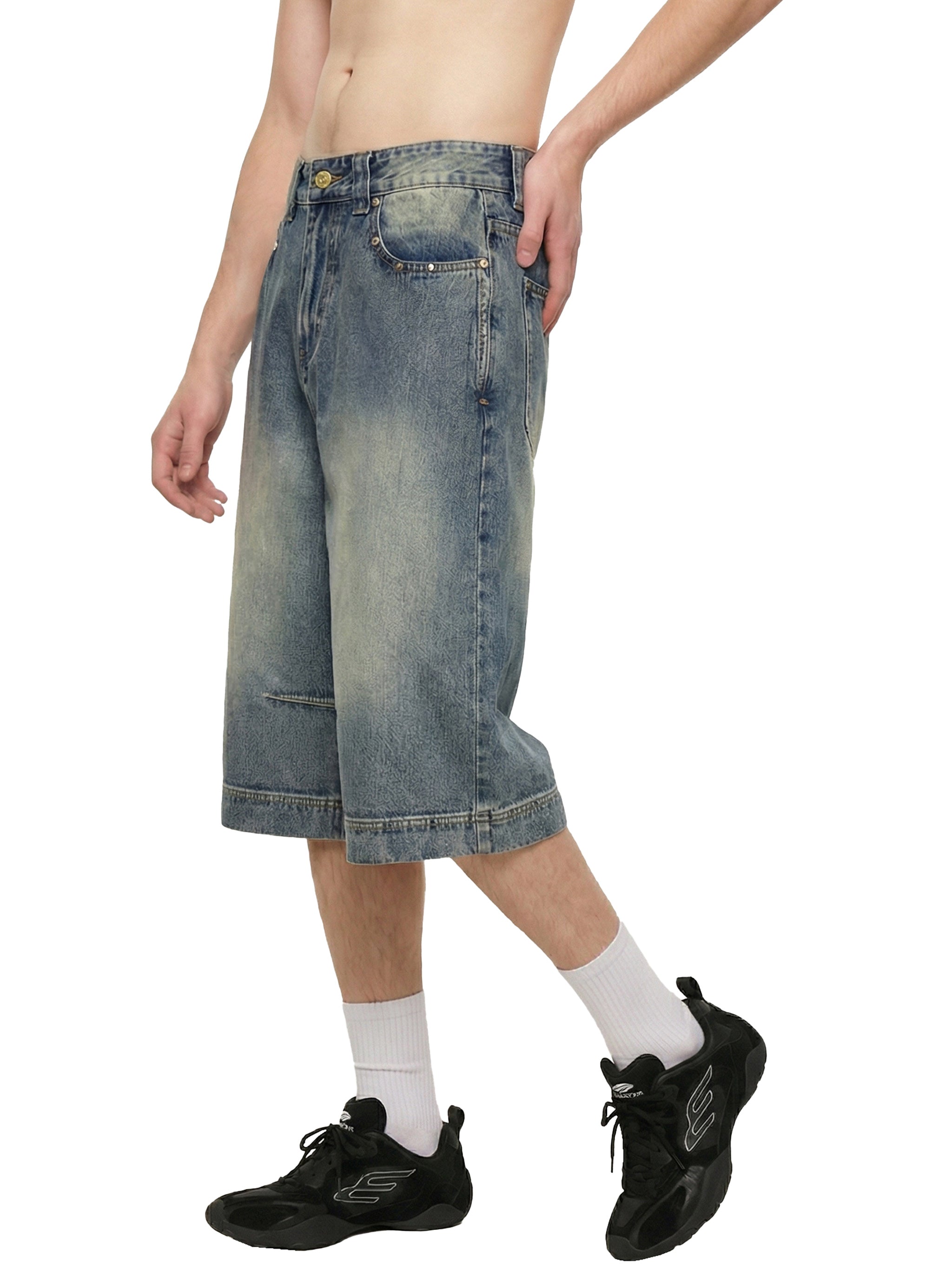 Baggy three-quarter jeans ( unisex jeans)